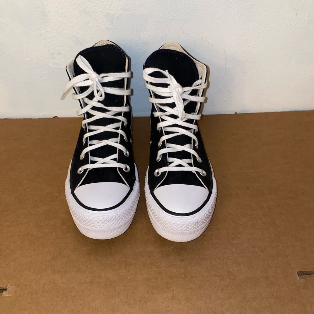 Black and white platform converse